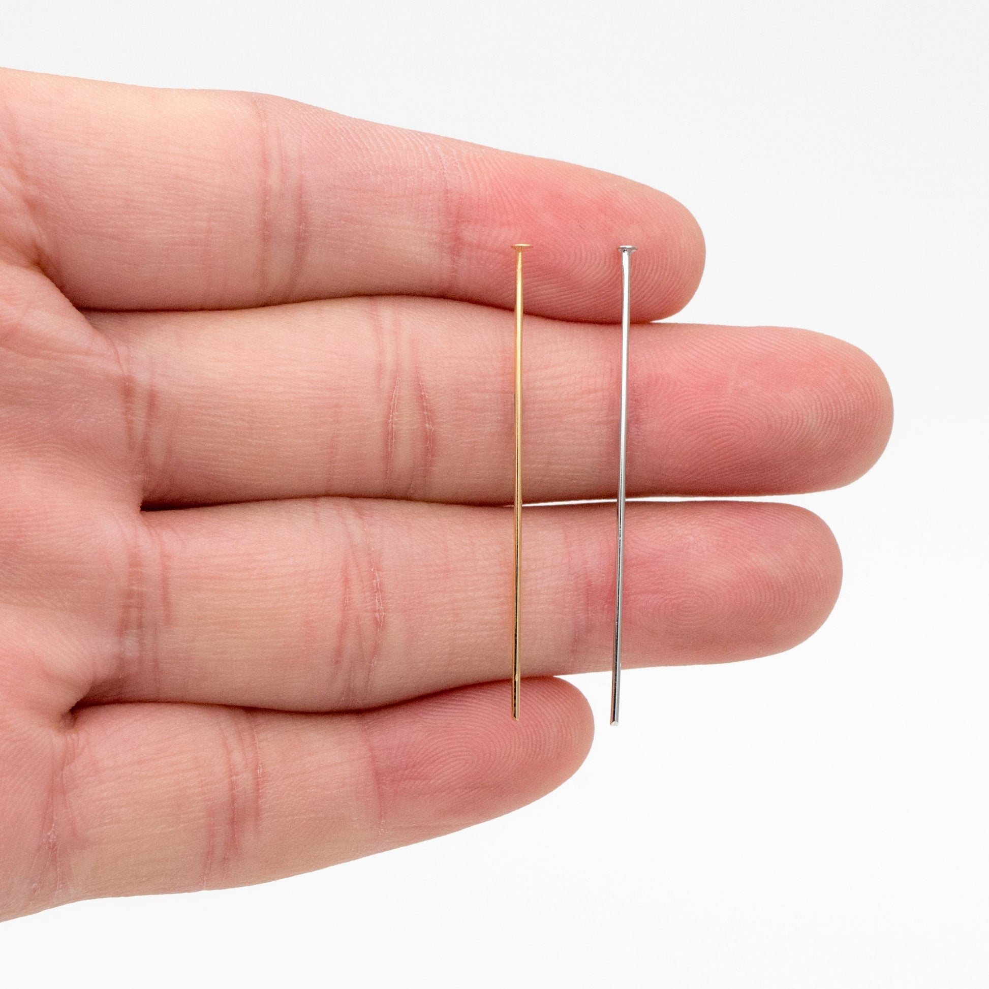 100pcs Gold/ Silver/ Rose Gold Head Pins, 30x0.5mm (24 gauge) 40x0.7mm (21 gauge), Gold/ Rhodium plated Brass Headpins (GB-023)