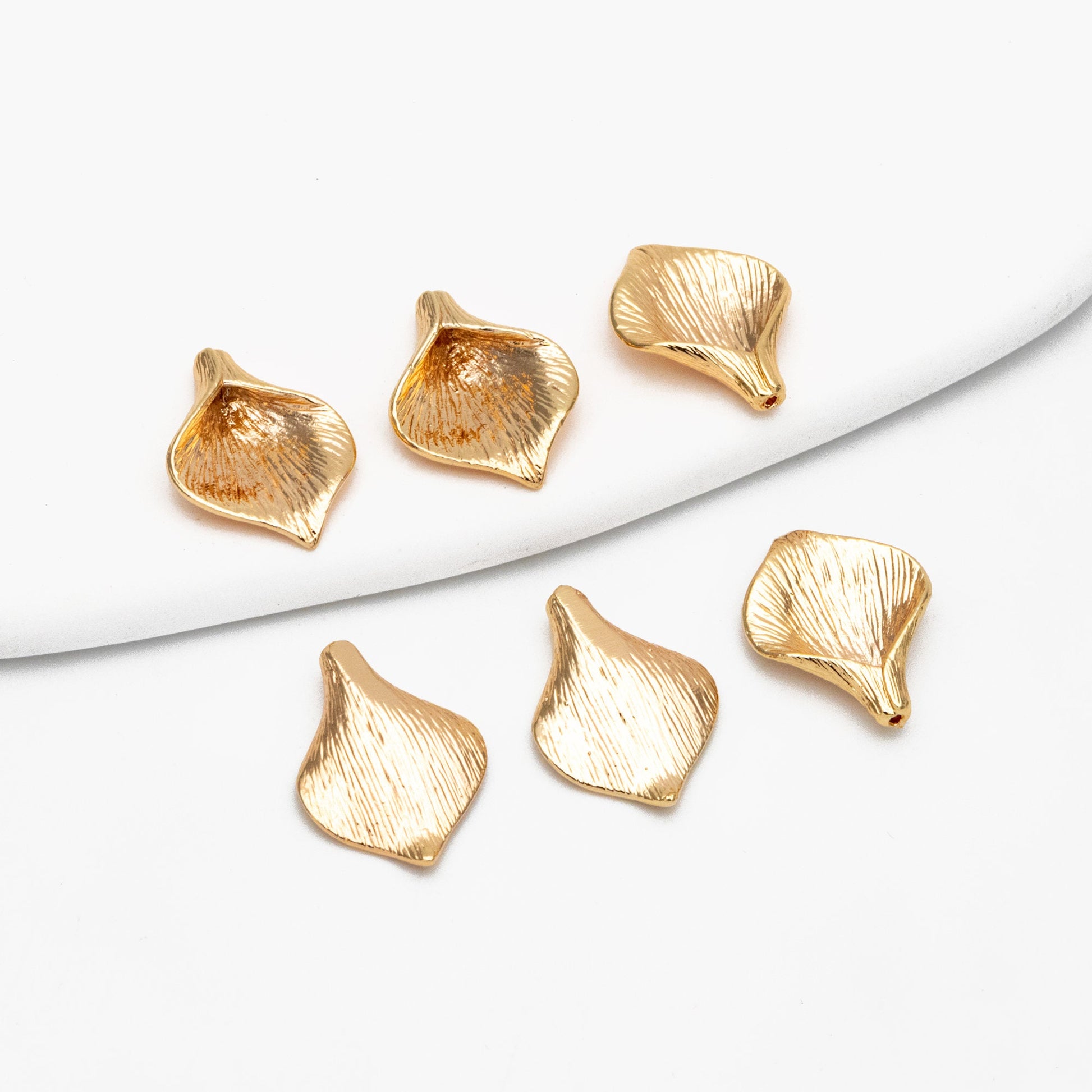 10pcs Gold plated Brass Calla Lily Bead Charms 17mm, Lead Nickel Free (GB-063)