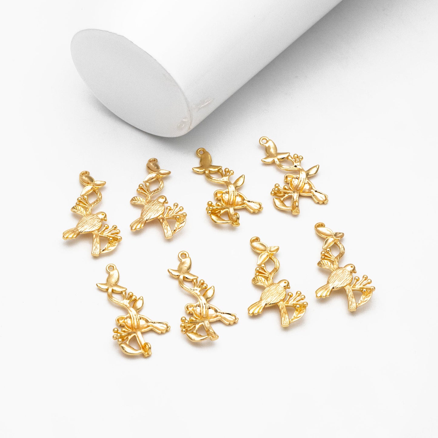 10pcs Bird on Tree connector, Birds Branch with Two Loops, Real Gold plated Brass, Lead Nickel Free (GB-060)