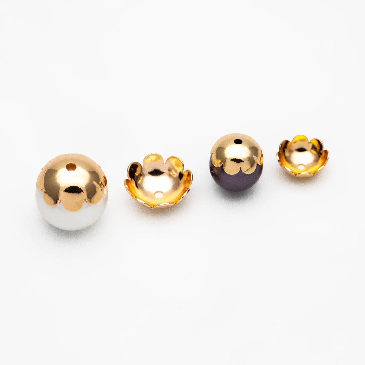 20pcs Gold/ Silver Tone Floral Bead Caps 7.5/ 10mm, Real Gold/ Rhodium plated Brass, Lead Nickel Free (GB-056)