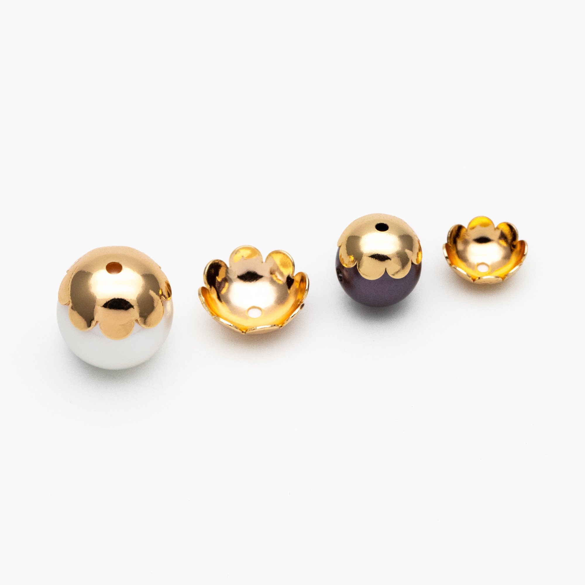20pcs Gold/ Silver Tone Floral Bead Caps 7.5/ 10mm, Real Gold/ Rhodium plated Brass, Lead Nickel Free (GB-056)
