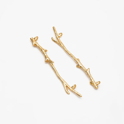 10pcs Gold plated Brass Branch Connectors with Two Loops, 44mm Long, Lead Nickel Free (GB-3622-E)