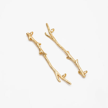 10pcs Gold plated Brass Branch Connectors with Two Loops, 44mm Long, Lead Nickel Free (GB-3622-E)