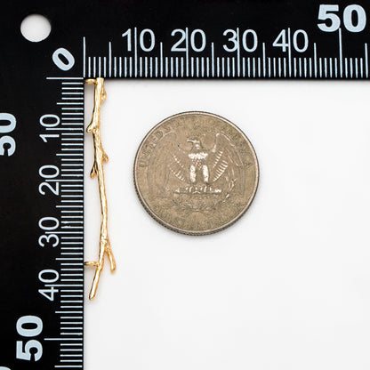 10pcs Gold plated Brass Branch Connectors with Two Loops, 44mm Long, Lead Nickel Free (GB-3622-E)