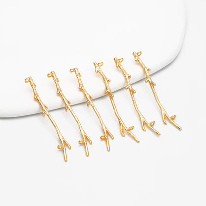 10pcs Gold plated Brass Branch Connectors with Two Loops, 44mm Long, Lead Nickel Free (GB-3622-E)