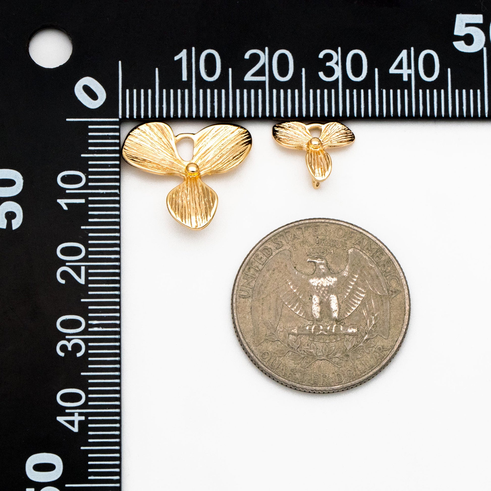 10pcs Gold plated Brass Flower Charm Connectors 10mm/ 16mm (GB-4391-G)