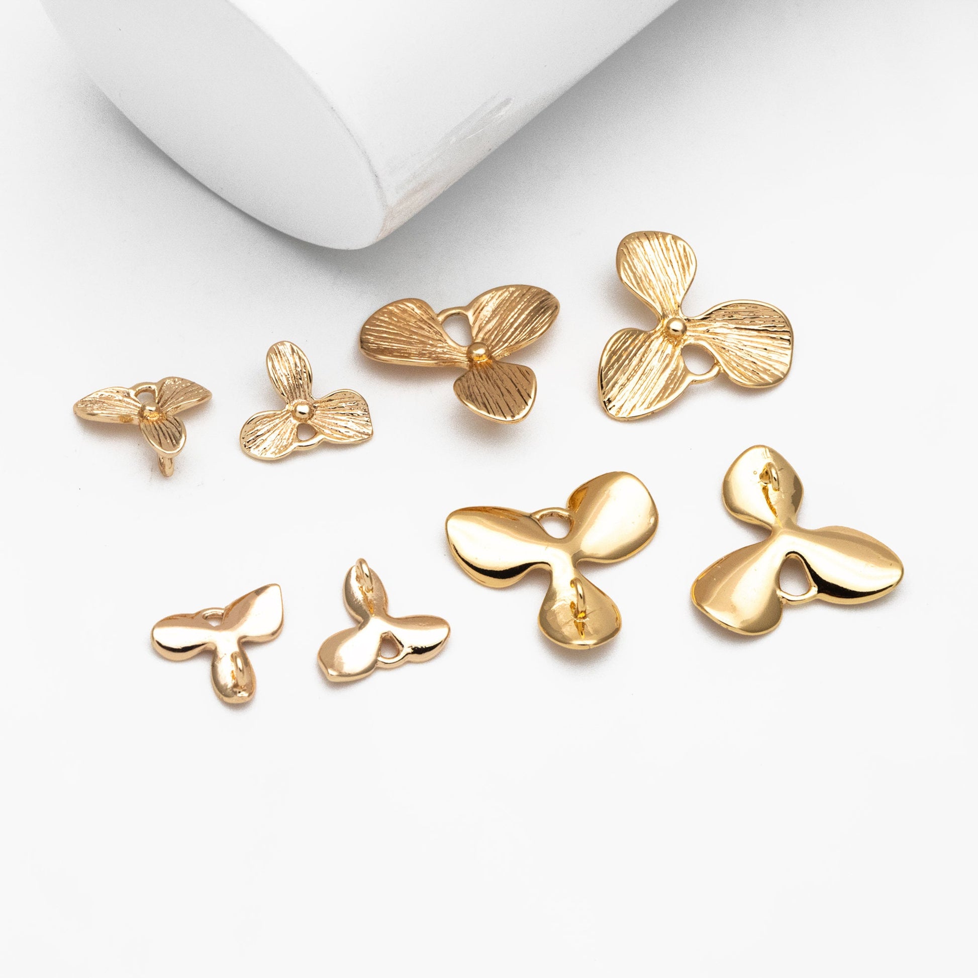 10pcs Gold plated Brass Flower Charm Connectors 10mm/ 16mm (GB-4391-G)