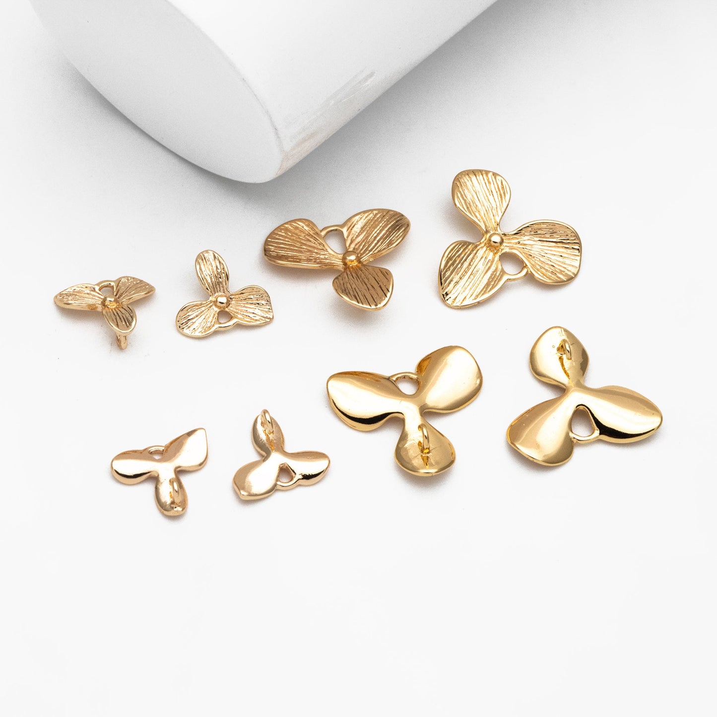 10pcs Gold plated Brass Flower Charm Connectors 10mm/ 16mm (GB-4391-G)