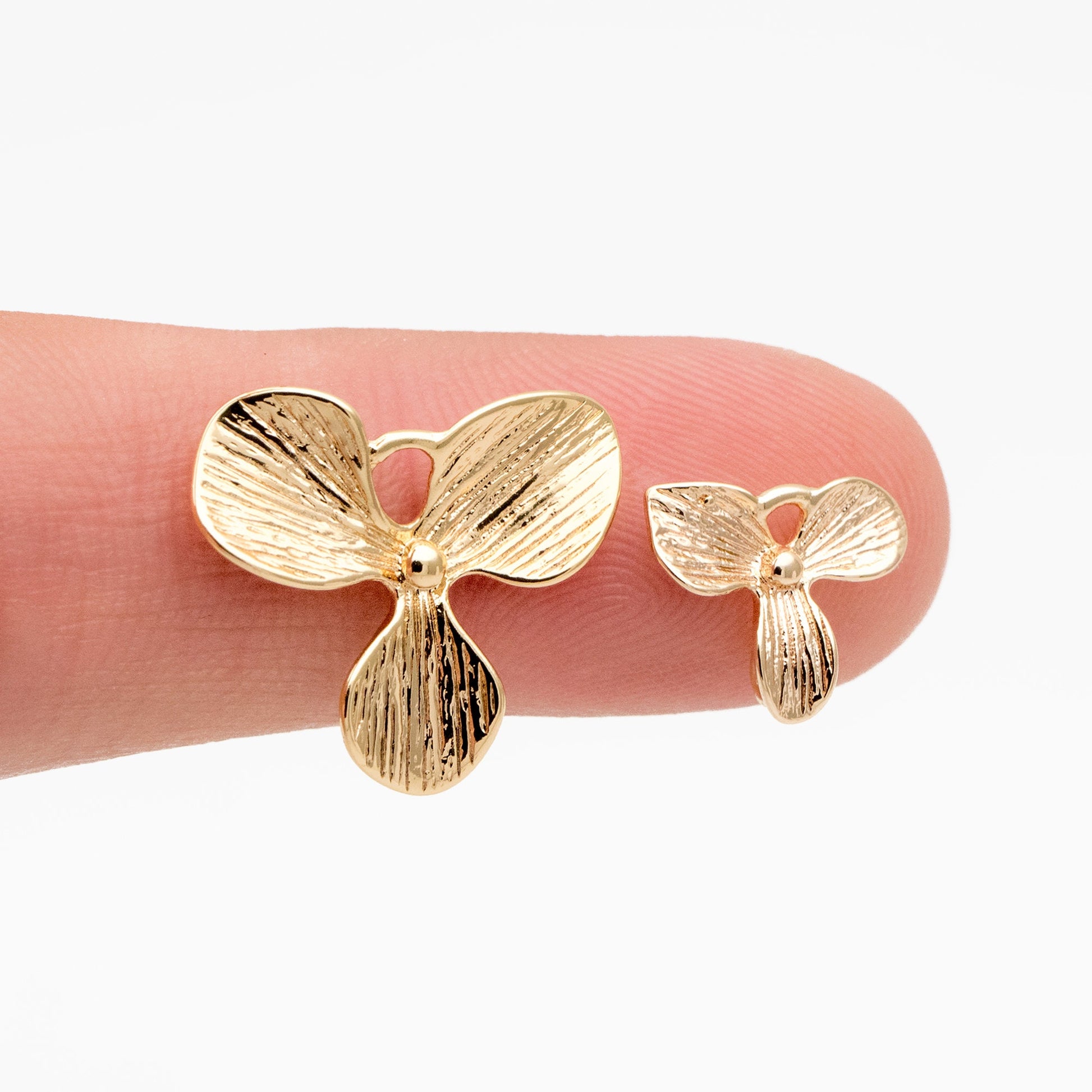 10pcs Gold plated Brass Flower Charm Connectors 10mm/ 16mm (GB-4391-G)