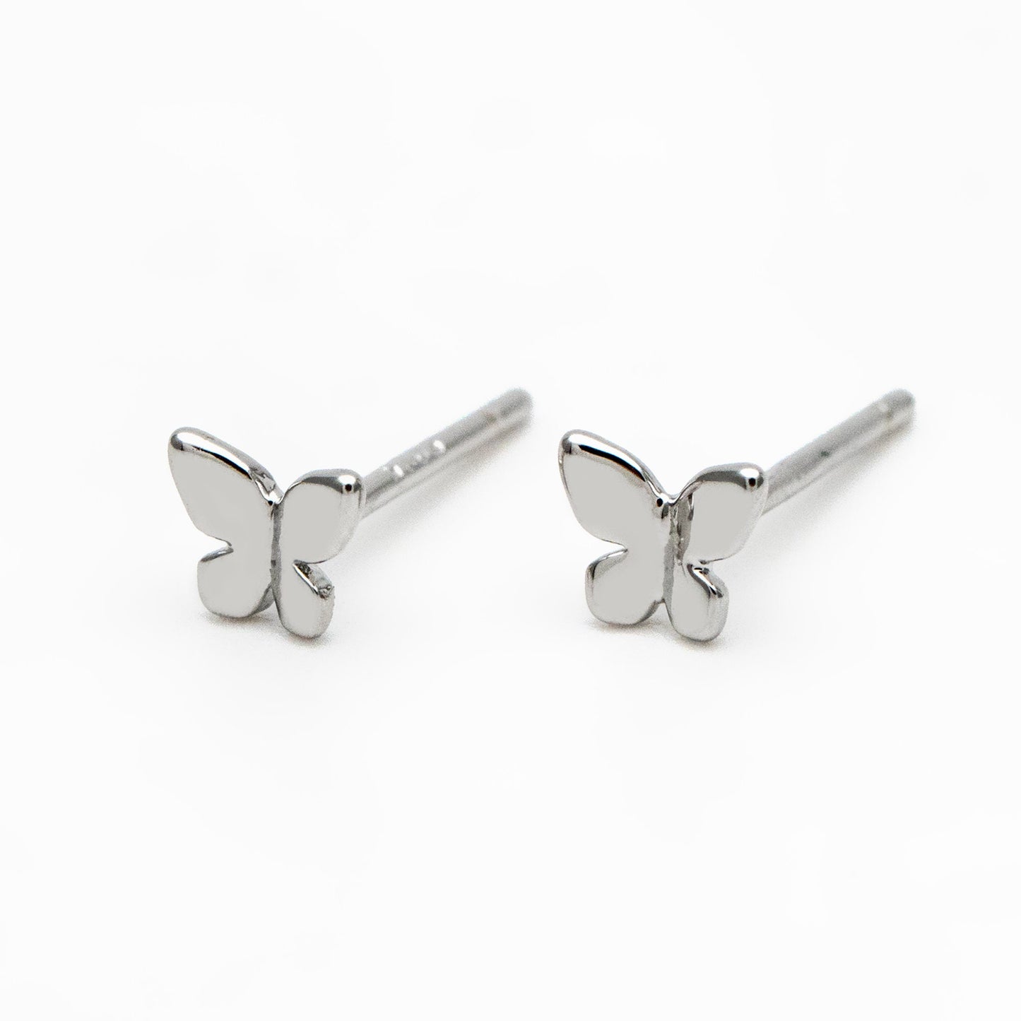 10pcs Gold/ Silver Tiny Butterfly Earrings, Gold/ Rhodium plated Brass, Minimalist Butterfly Ear Studs (GB-4217-C)