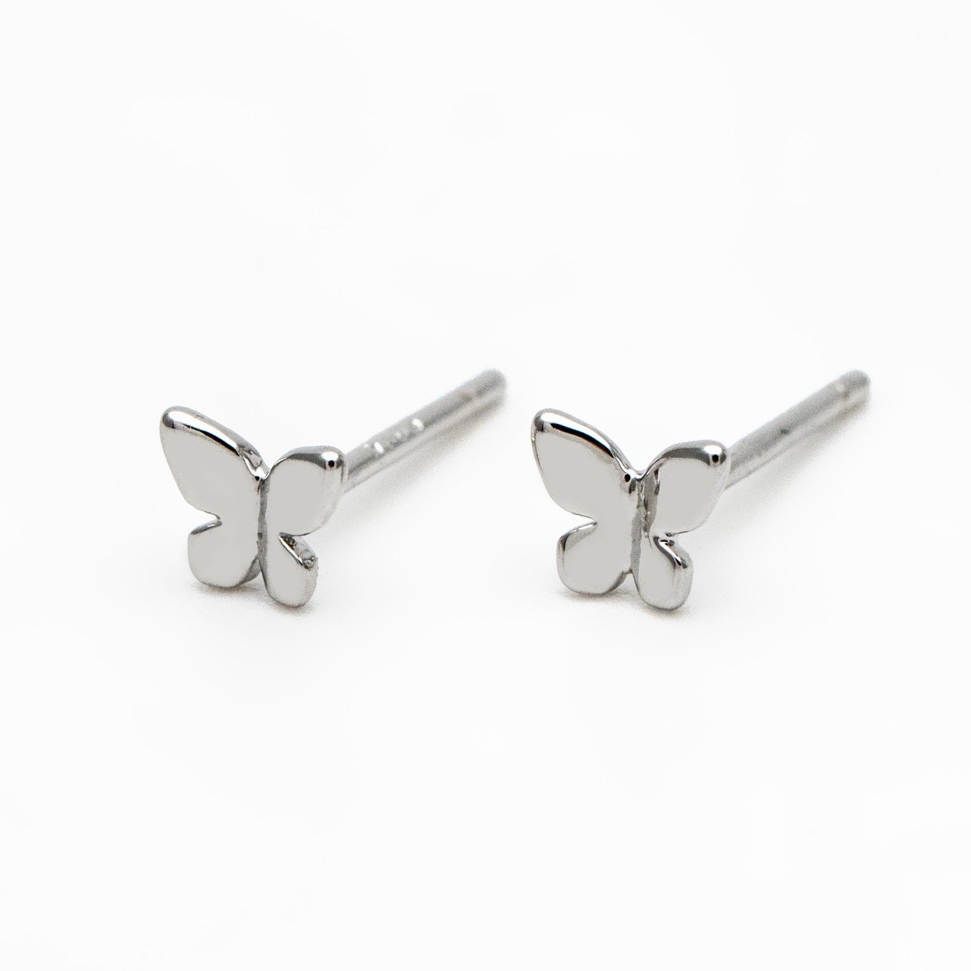 10pcs Gold/ Silver Tiny Butterfly Earrings, Gold/ Rhodium plated Brass, Minimalist Butterfly Ear Studs (GB-4217-C)