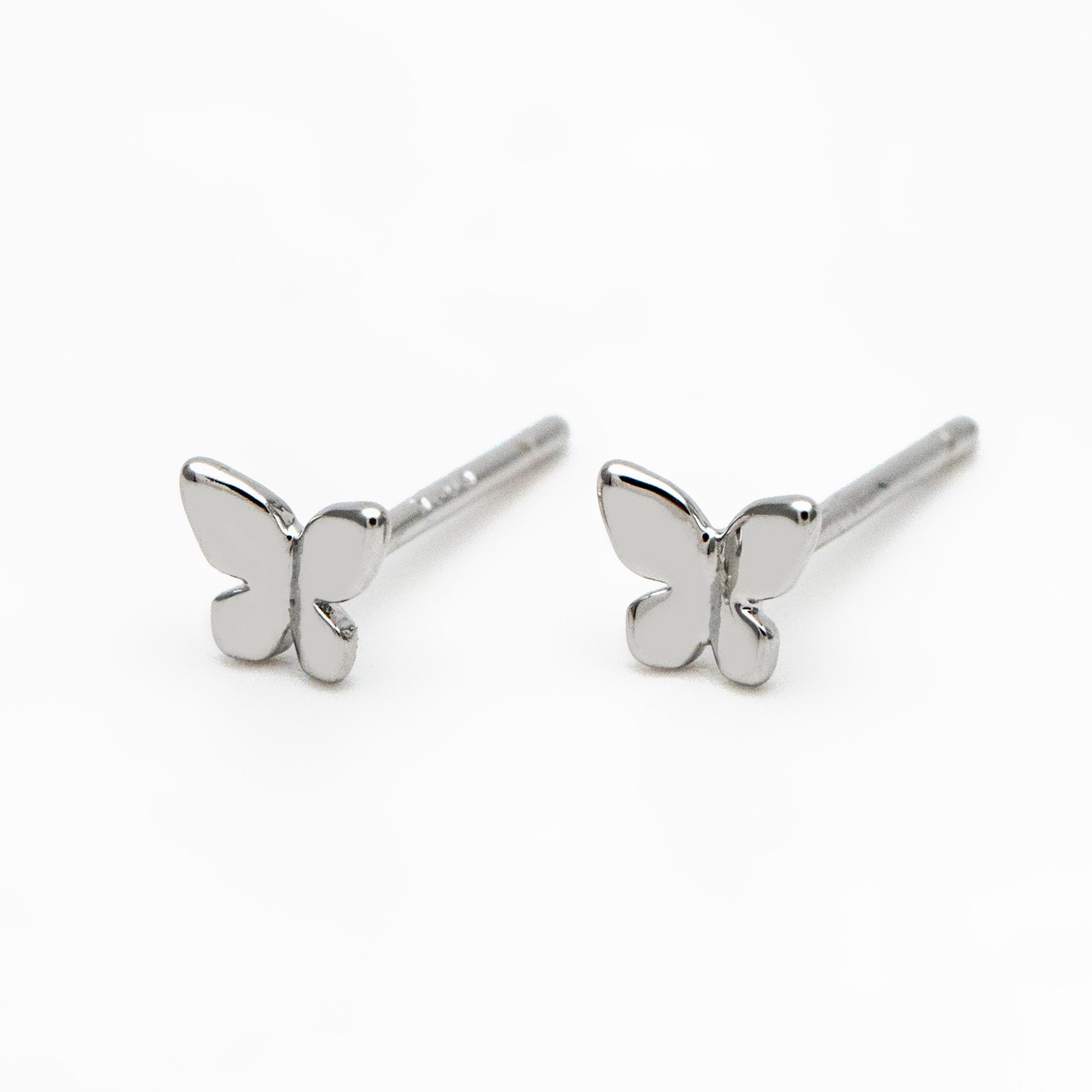 10pcs Gold/ Silver Tiny Butterfly Earrings, Gold/ Rhodium plated Brass, Minimalist Butterfly Ear Studs (GB-4217-C)