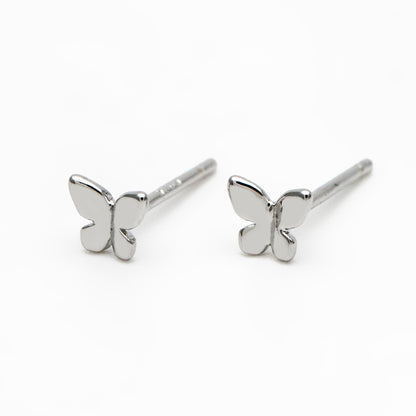 10pcs Gold/ Silver Tiny Butterfly Earrings, Gold/ Rhodium plated Brass, Minimalist Butterfly Ear Studs (GB-4217-C)