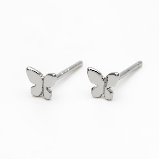 10pcs Gold/ Silver Tiny Butterfly Earrings, Gold/ Rhodium plated Brass, Minimalist Butterfly Ear Studs (GB-4217)