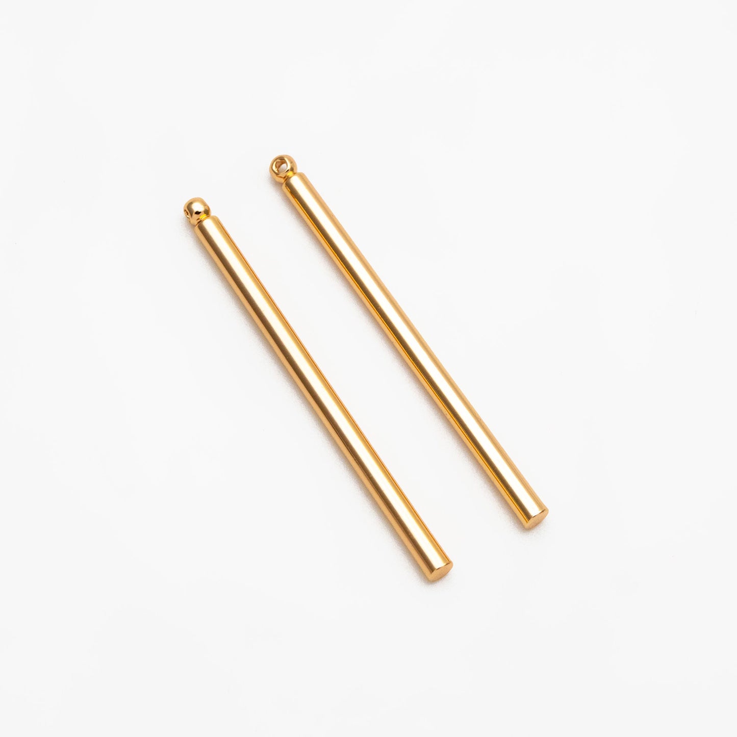 10pcs Gold/ Silver tone Long Tube Charms 35mm, Gold/ Rhodium plated Brass Stick Bar Pendants, Lead Nickel Free (GB-080)