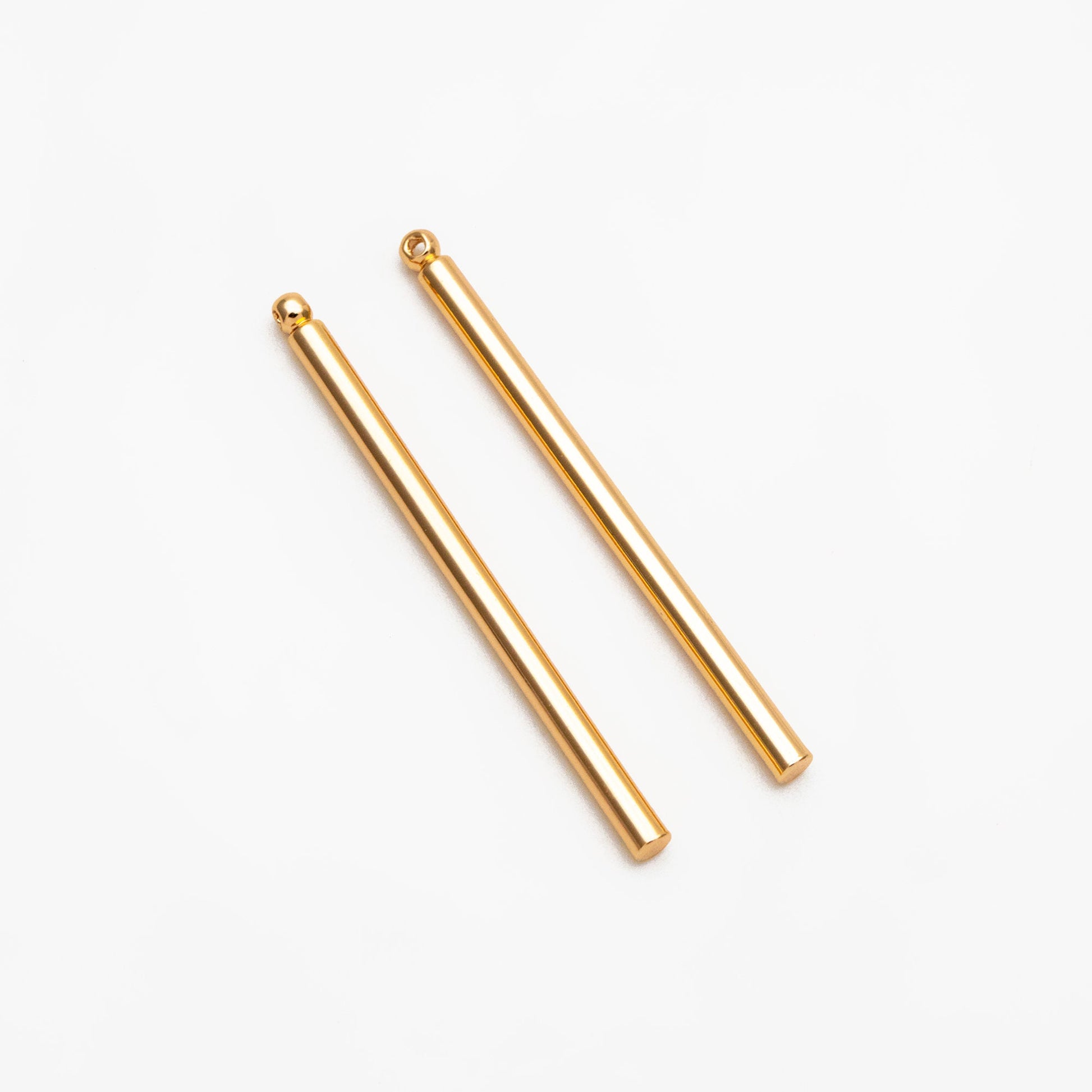 10pcs Gold/ Silver tone Long Tube Charms 35mm, Gold/ Rhodium plated Brass Stick Bar Pendants, Lead Nickel Free (GB-080)