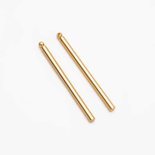 10pcs Gold/ Silver tone Long Tube Charms 35mm, Gold/ Rhodium plated Brass Stick Bar Pendants, Lead Nickel Free (GB-080)