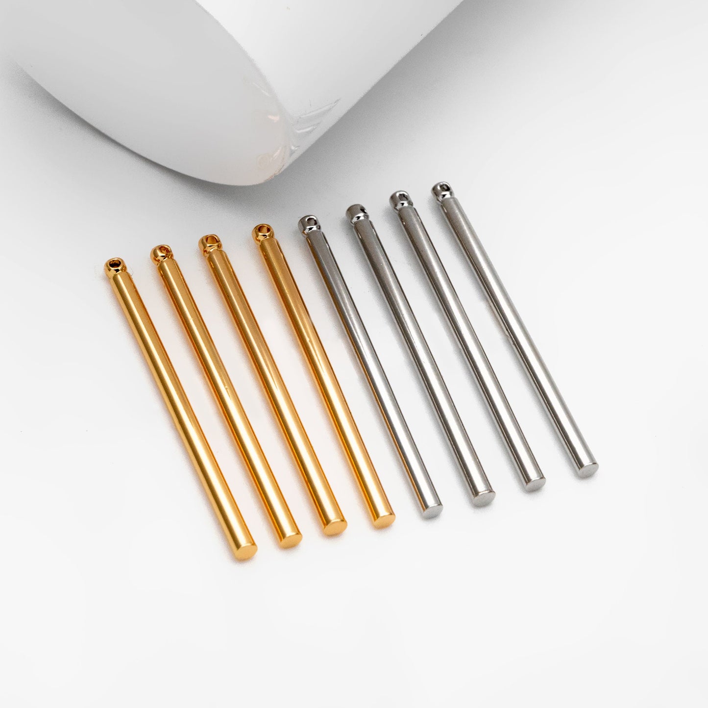 10pcs Gold/ Silver tone Long Tube Charms 35mm, Gold/ Rhodium plated Brass Stick Bar Pendants, Lead Nickel Free (GB-080)