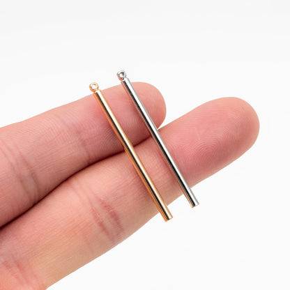 10pcs Gold/ Silver tone Long Tube Charms 35mm, Gold/ Rhodium plated Brass Stick Bar Pendants, Lead Nickel Free (GB-080)