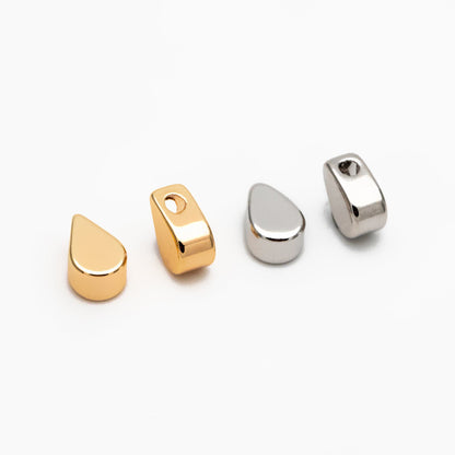 10pcs Mini Gold/ Silver/ Rose Gold Teardrop Charms 6mm, Gold/ Rhodium plated Brass Leaf Beads (GB-088)