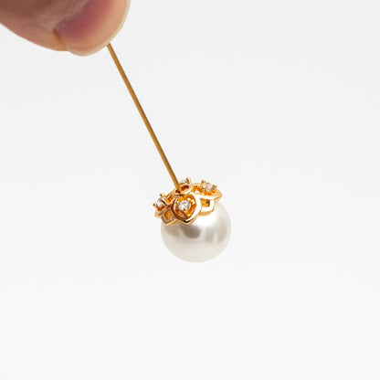 10pcs Gold/ Silver tone Floral Bead Caps 6/ 7/ 8/ 10mm, 18K Real Gold/ Rhodium plated Brass, CZ pave Flower Cap Ends (GB-090)