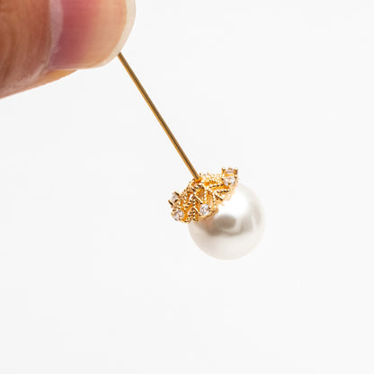 10pcs Gold Micro CZ Pave Bead Caps 11mm , Gold plated Brass Flower Cap Ends, Lead Nickel Free (GB-091)