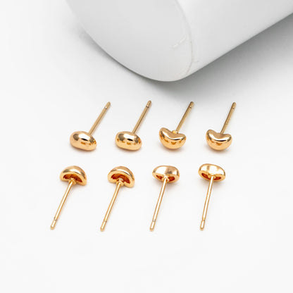 10pcs Gold/ Silver Tiny Pea Earrings 5.5mm, Real Gold/ Rhodium Plated Brass Minimalist Stud Earrings (#GB-4256)