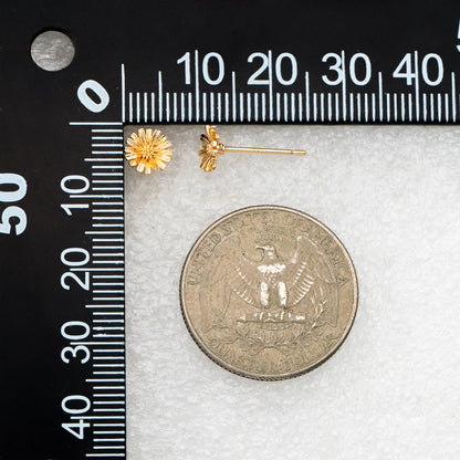 10pcs Gold Tiny Daisy Earrings 6.5mm, Gold Plated Brass, Minimalist Daisy Stud Earrings (GB-4258)