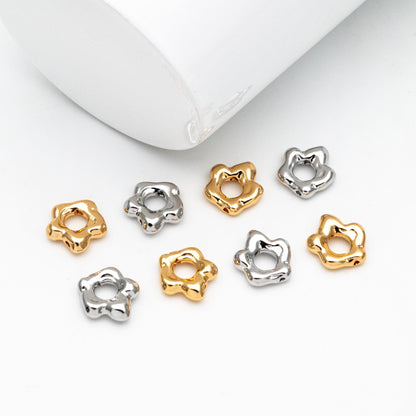 10pcs Gold/ Silver Irregular Spacer Beads 9mm, Gold/ Rhodium plated Brass, Jewelry Making, Diy Material, Jewelry Supplies (GB-4259)