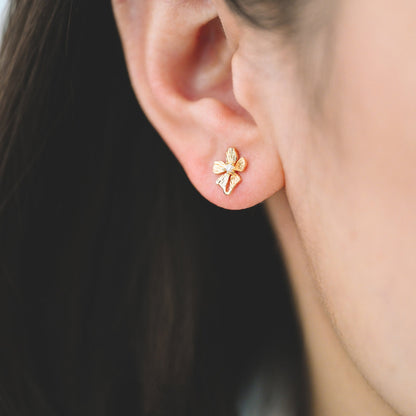 10pcs CZ Pave Gold/ Silver Flower Earring, 18K Gold/ Rhodium Plated Brass, Jewelry Making, Diy Material, Jewelry Supplies (GB-3811)