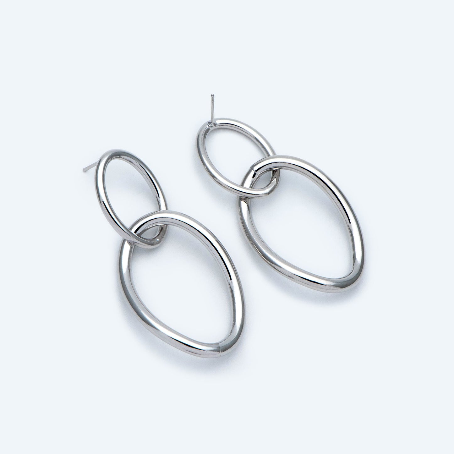 4pcs Gold / Silver Tone Long Oval Ear Posts, 18K Gold/ Rhodium plated Brass, Minimalist Earrings (GB-2045)