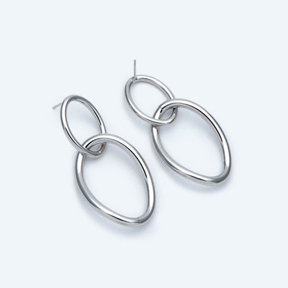 4pcs Gold / Silver Tone Long Oval Ear Posts, 18K Gold/ Rhodium plated Brass, Minimalist Earrings (GB-2045)
