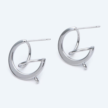 10pcs Gold/ Rhodium plated Brass Earring Posts, Geometric Circle Stud Earring, Circle Size 18mm (GB-596)