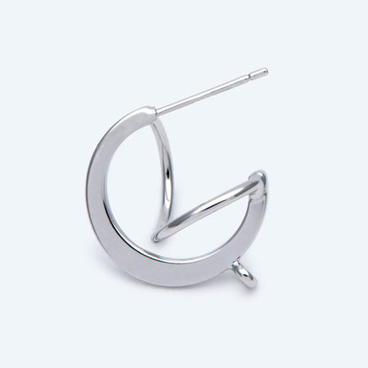 10pcs Gold/ Rhodium plated Brass Earring Posts, Geometric Circle Stud Earring, Circle Size 18mm (GB-596)