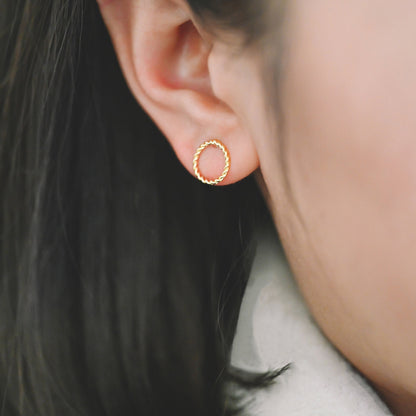 10pcs Gold/ Silver Circle Ear Posts 10mm, 18K Gold/ Rhodium plated Brass, Geometric Ring Stud Earrings (#GB-939)