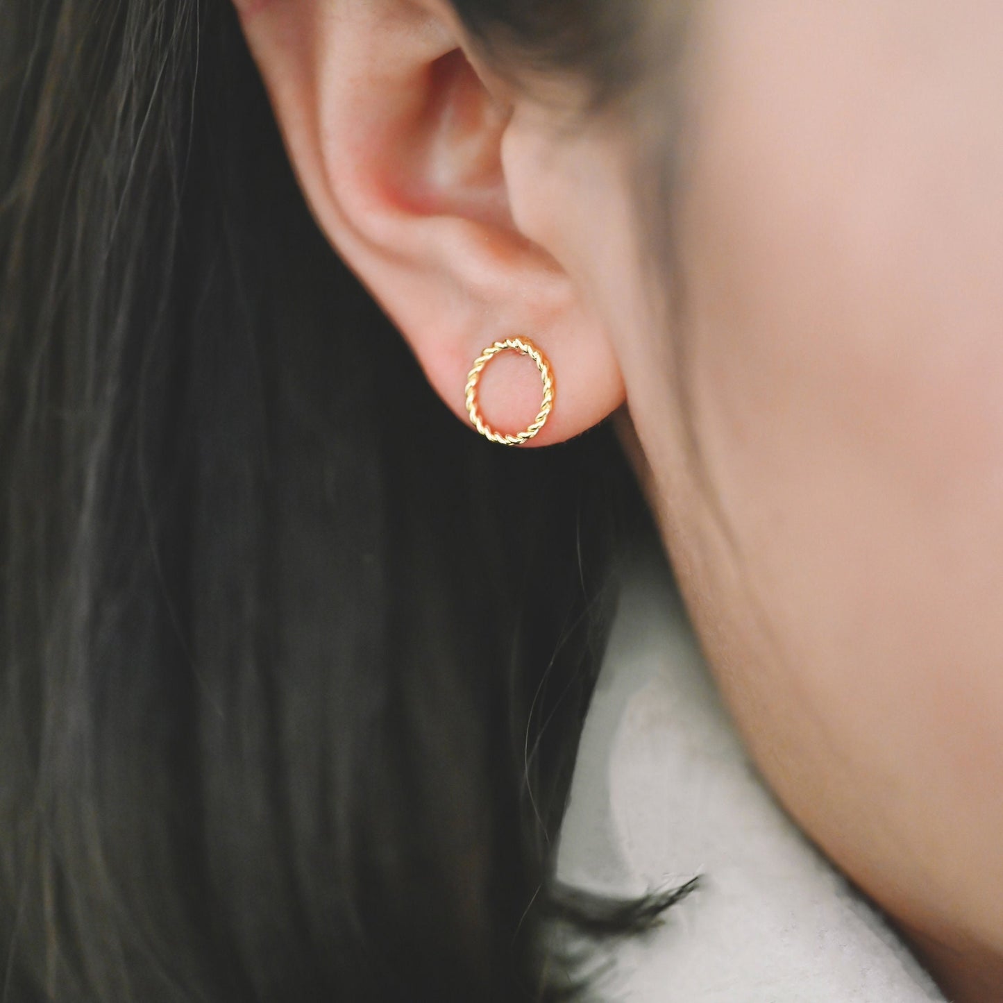 10pcs Gold/ Silver Circle Ear Posts 10mm, 18K Gold/ Rhodium plated Brass, Geometric Ring Stud Earrings (#GB-939)