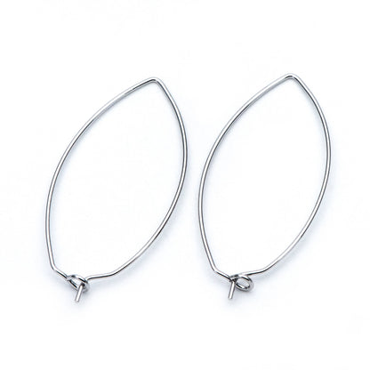 10pcs Gold/ Silver Tone Oval Hoop Ear Wire, Gold/ Rhodium plated Brass Threader Earrings (GB-659)