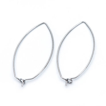 10pcs Gold/ Silver Tone Oval Hoop Ear Wire, Gold/ Rhodium plated Brass Threader Earrings (GB-659)