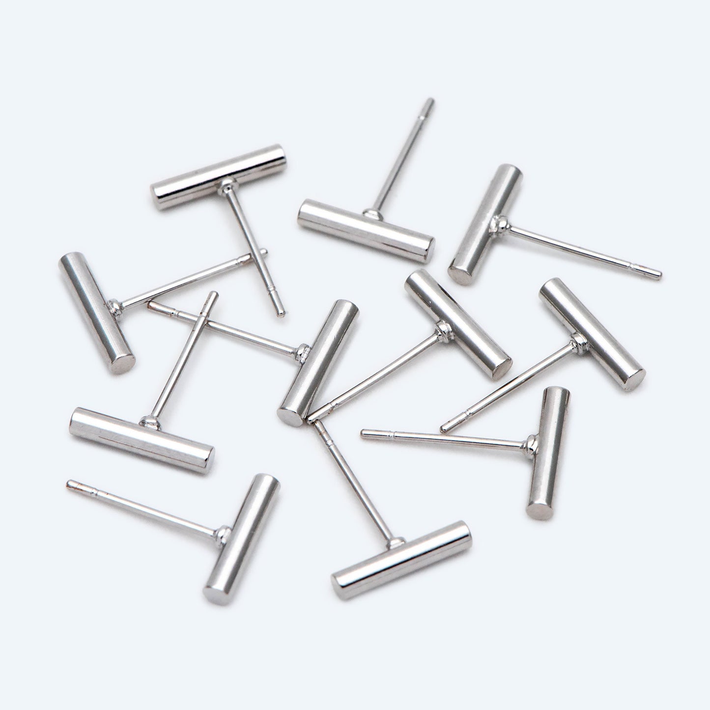 10pcs Gold/ Silver Tone Bar Ear Studs, Gold/ Rhodium plated Brass Stick Earrings (#GB-2369)