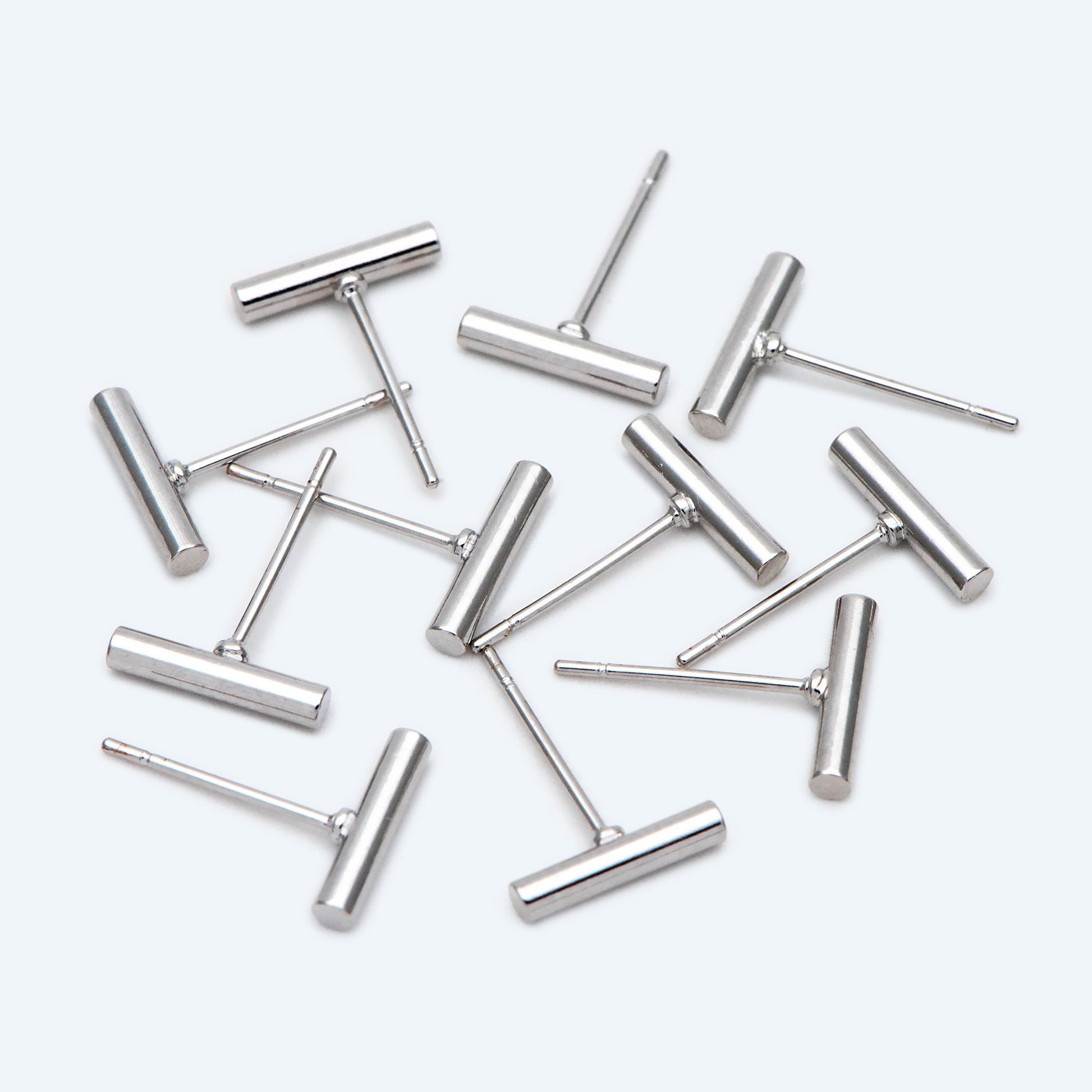 10pcs Gold/ Silver Tone Bar Ear Studs, Gold/ Rhodium plated Brass Stick Earrings (#GB-2369)