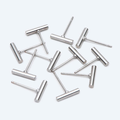 10pcs Gold/ Silver Tone Bar Ear Studs, Gold/ Rhodium plated Brass Stick Earrings (#GB-2369)