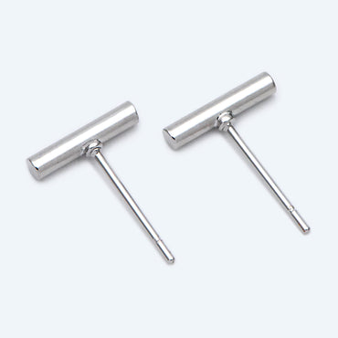 10pcs Gold/ Silver Tone Bar Ear Studs, Gold/ Rhodium plated Brass Stick Earrings (#GB-2369)