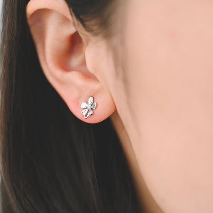 10pcs CZ Pave Gold/ Silver Flower Earring, 18K Gold/ Rhodium Plated Brass, Jewelry Making, Diy Material, Jewelry Supplies (GB-3811)