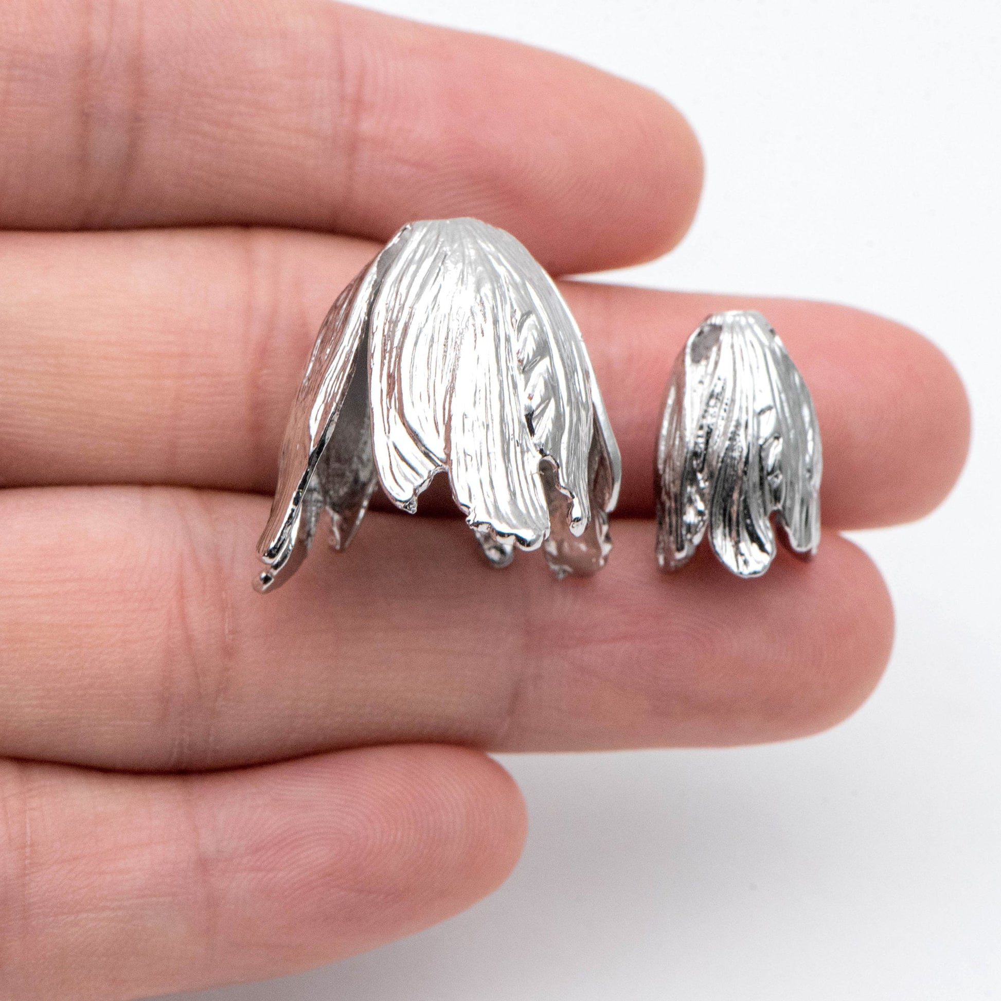 10pcs Large Flower Bead Caps, Real Gold/ Rhodium plated Brass Tulip Cap, Floral Tassel Caps, Lead Nickel Free (GB-057)