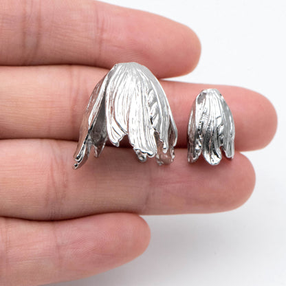 10pcs Large Flower Bead Caps, Real Gold/ Rhodium plated Brass Tulip Cap, Floral Tassel Caps, Lead Nickel Free (GB-057)