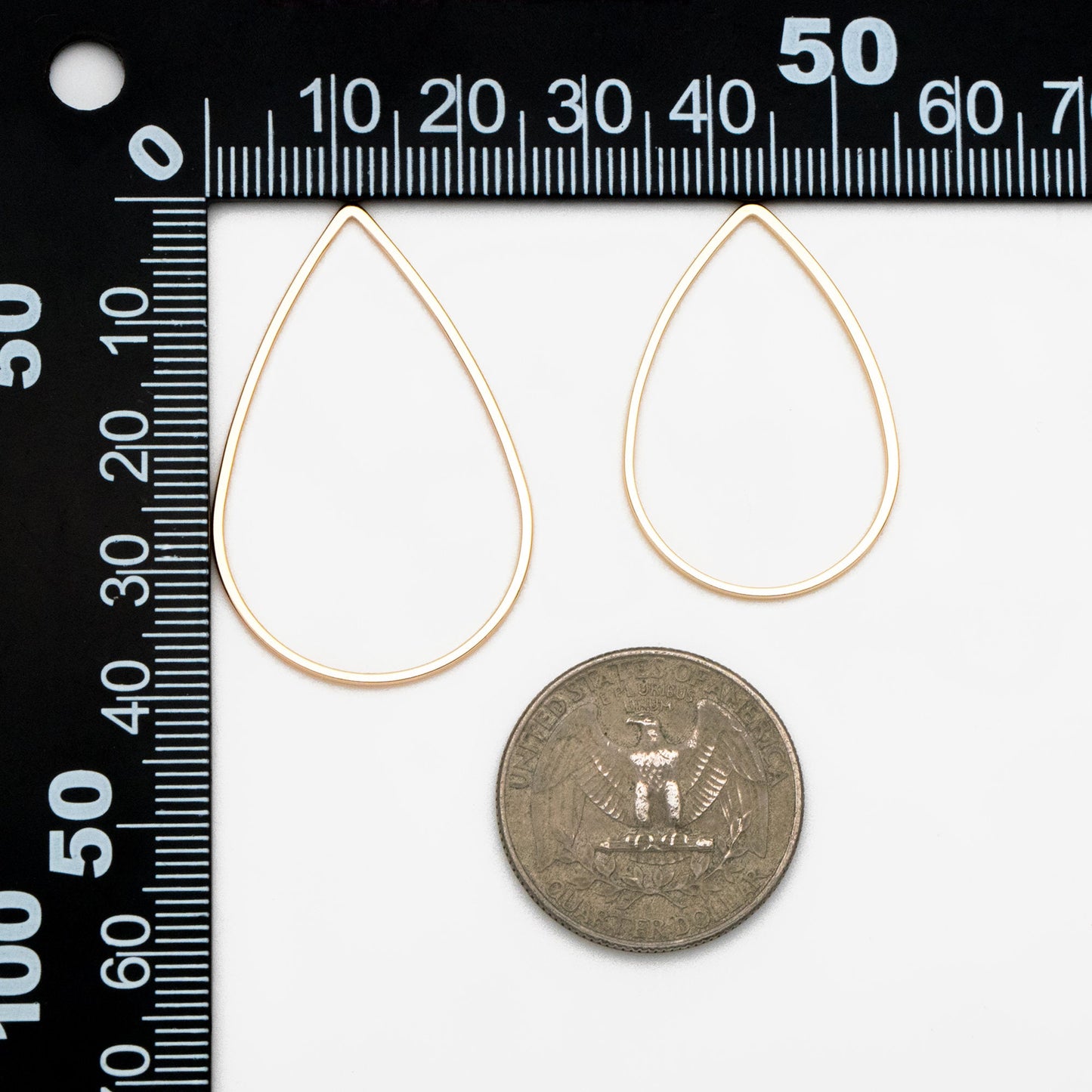 10pcs Gold/ Silver/ Rose Gold Teardrop Link Connector Charms 32/ 38mm, Gold/ Rhodium plated Brass Geometric Shape Pendants (GB-097)