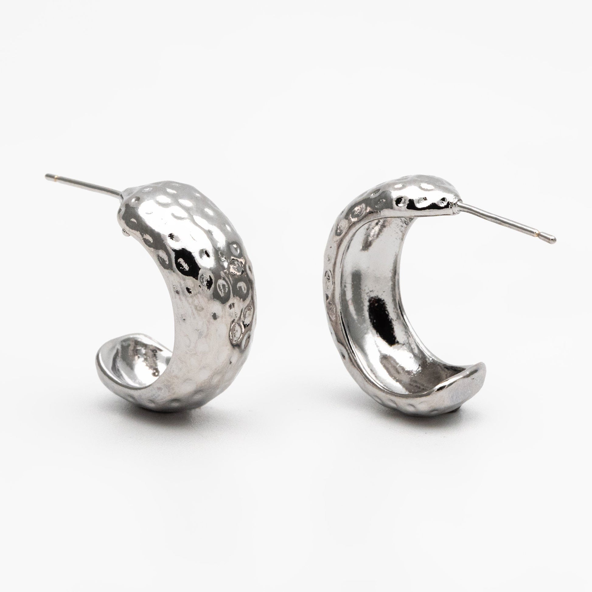 4pcs Gold/ Silver Minimalist C Shape Earring, 18K Gold/ Rhodium plated Brass Ear Posts, Stud Earrings (GB-3958)