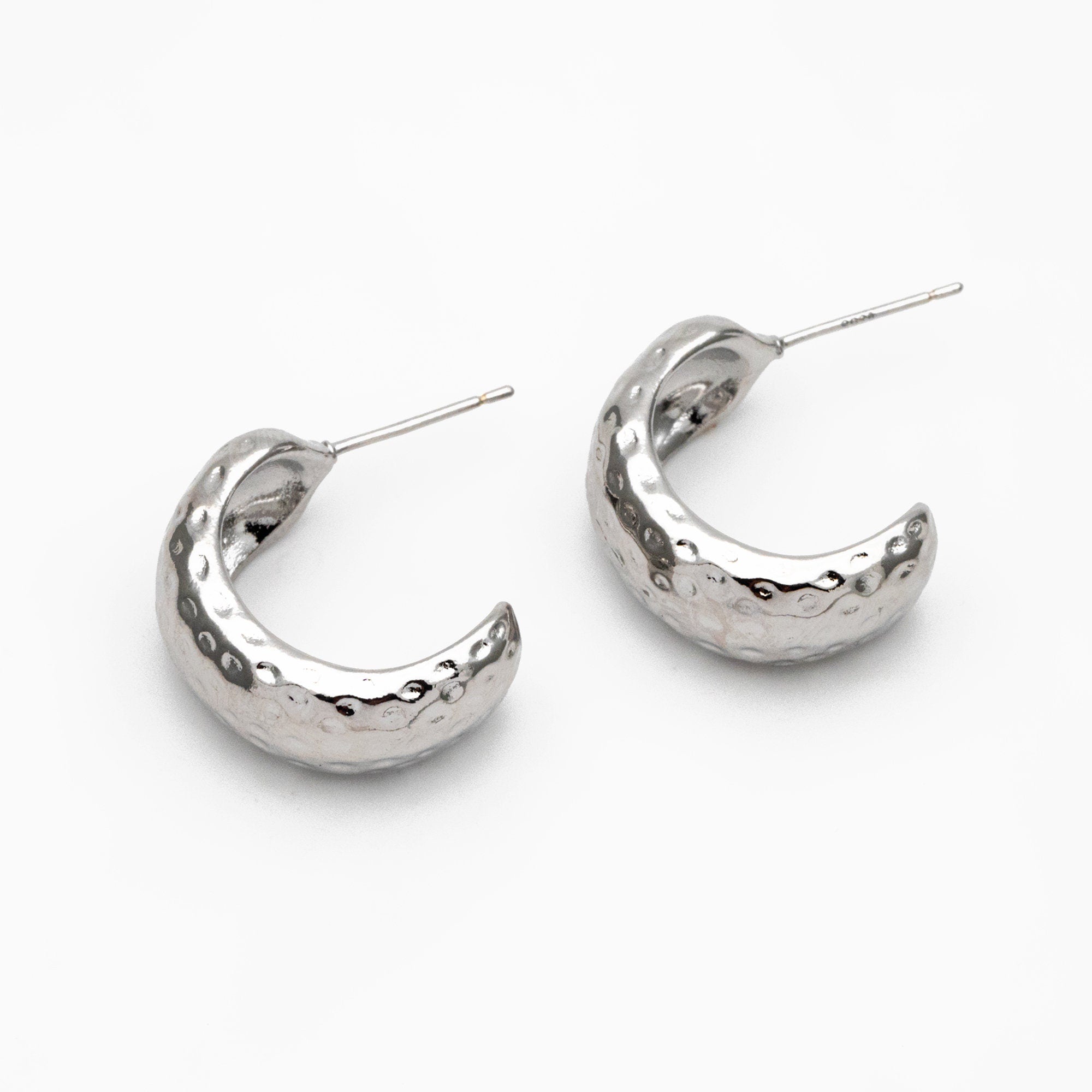 4pcs Gold/ Silver Minimalist C Shape Earring, 18K Gold/ Rhodium plated Brass Ear Posts, Stud Earrings (GB-3958)