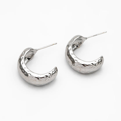 4pcs Gold/ Silver Minimalist C Shape Earring, 18K Gold/ Rhodium plated Brass Ear Posts, Stud Earrings (GB-3958)