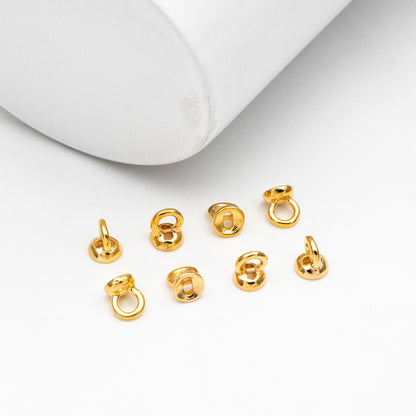 10pcs Gold Bead End Cap with Loop, Gold plated Brass bead end for Necklace Making (GB-4262)